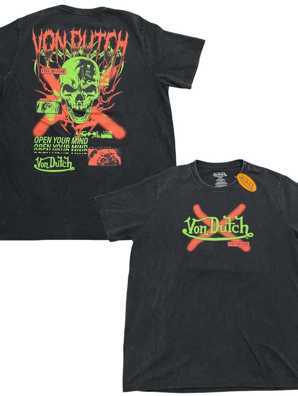 Von Dutch “Feel No Fear” Logo Size XL Black Tee (Retail $45)